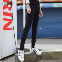 茵曼2017冬装新款净色紧身显瘦加绒保暖踩脚裤打底裤女1874360388