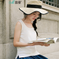 茵曼2017秋装新款棉质圆领无袖吊带背心女宽带背心1873034239