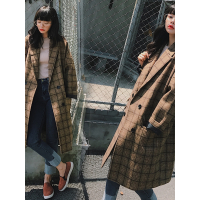 MaggieQueen17模特实拍秋冬格子尼大衣8421B-1716-1-P115