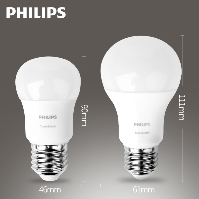 飞利浦(PHILIPS)LED调光灯泡 E27螺口球泡超亮白光黄光6.5W 9W节能分段调光灯泡