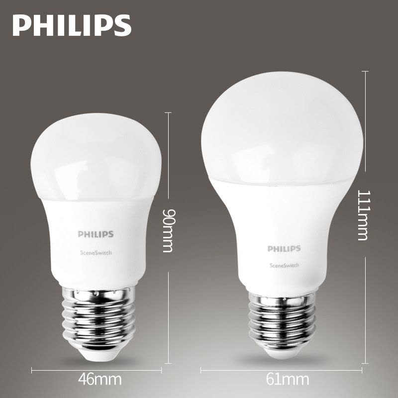 飞利浦(PHILIPS)LED调光灯泡 E27螺口球泡超亮白光黄光6.5W 9W节能分段调光灯泡图片