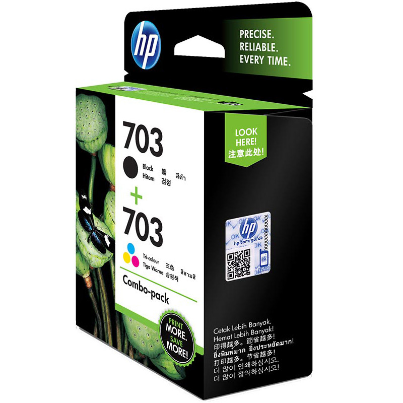 惠普（HP）F6V32AA 703 黑色+彩色墨盒套装（墨盒/墨水）（适用 HP F735 D730 K109a/g）高清大图