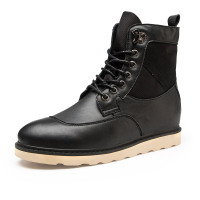 西瑞男士皮靴黑色韩版高帮机车鞋尖头中筒青年马丁靴新款3277