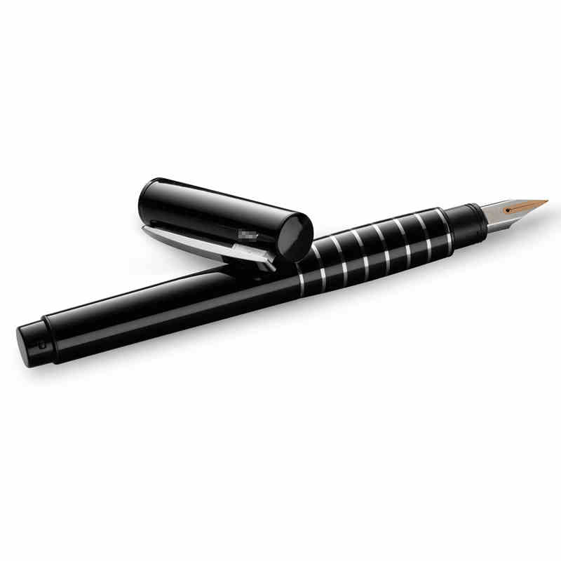 凌美(LAMY)钢笔墨水笔优雅系列黑杆镀铑环手握14K金笔F尖