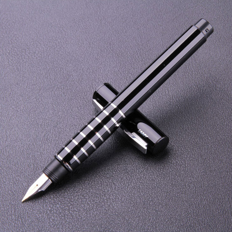 凌美(LAMY)钢笔墨水笔优雅系列黑杆镀铑环手握14K金笔F尖