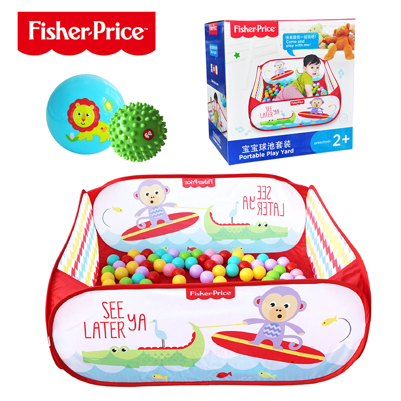 费雪Fisher-Price 宝宝球池套装(婴幼儿童海洋球游戏围栏 内含100个玩具球)红色F0317-1