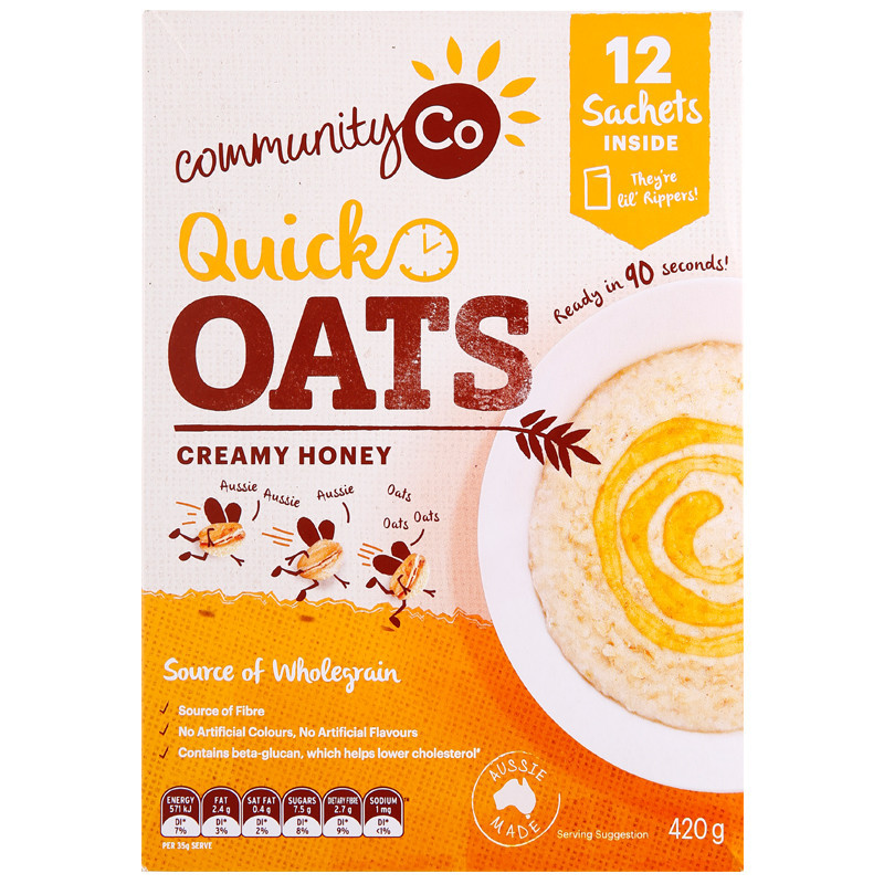 Community Co 康妙可 奶油蜂蜜味快煮燕麦片 420g盒装 澳洲进麦片 澳大利亚早餐谷物