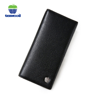 Texwood 男士长款牛皮薄青年皮夹男式卡包男款钱夹AA6I0081