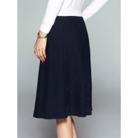 2017新款女装长裙半身裙秋冬 羊毛呢修身高腰中长款包臀A字裙大码6B10263