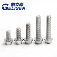 304不锈钢法兰面外六角螺丝 带齿六角法兰螺栓/螺钉M10*40双母双垫