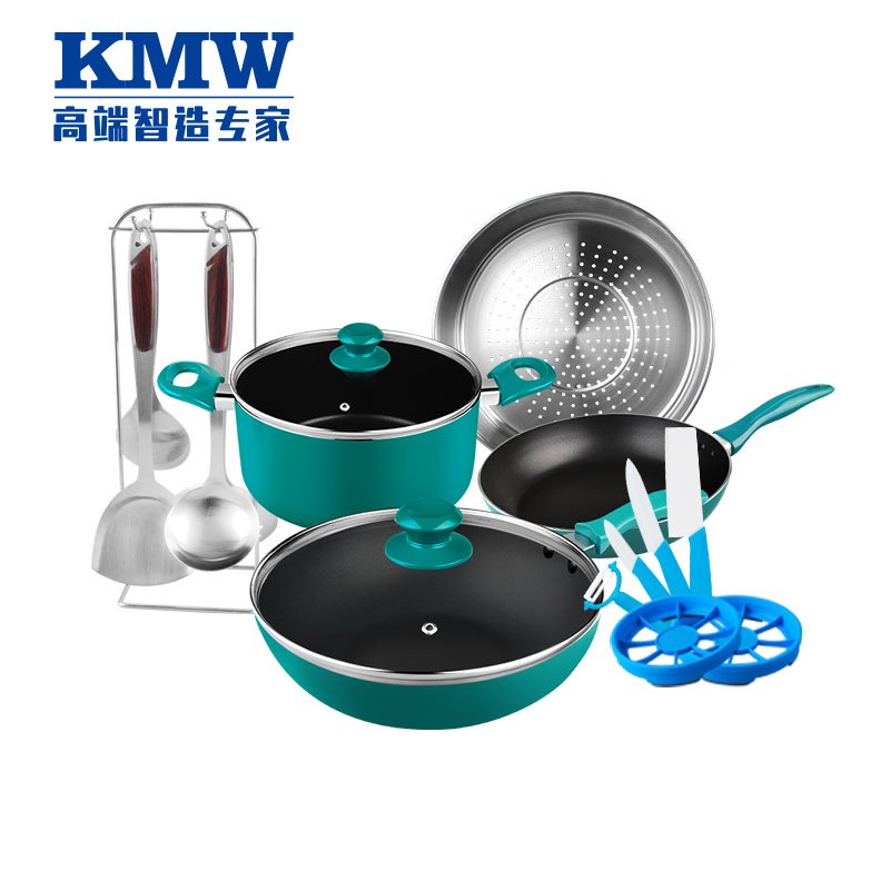 KMW爱家炒锅套装A KMWSNTZ0001 超值套装15件套 炒锅汤锅煎锅蒸屉 陶瓷刀 铲勺套装