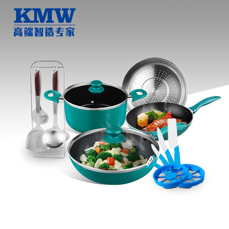 KMW爱家炒锅套装A KMWSNTZ0001 超值套装15件套 炒锅汤锅煎锅蒸屉 陶瓷刀 铲勺套装
