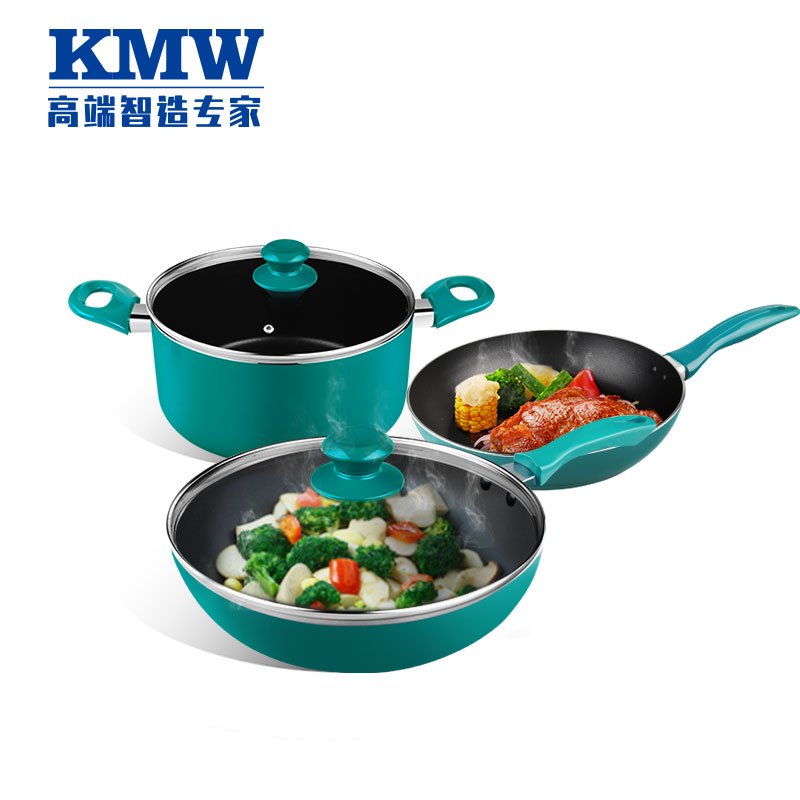 KMW爱家炒锅套装A KMWSNTZ0001 超值套装15件套 炒锅汤锅煎锅蒸屉 陶瓷刀 铲勺套装