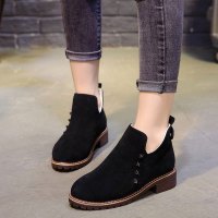 格瑞迪欧 2017新品女鞋加绒女靴粗跟防滑铆钉个性马丁靴套脚短靴168