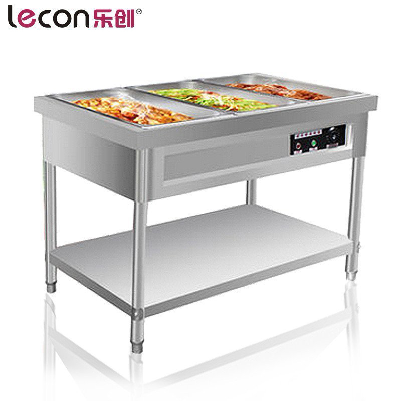 乐创(lecon)商用电热保温台 售饭车快餐车 六格