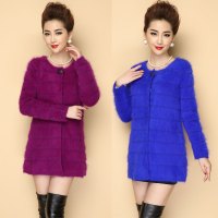 【清仓超值】貂绒开衫外套毛衣女款毛毛虫