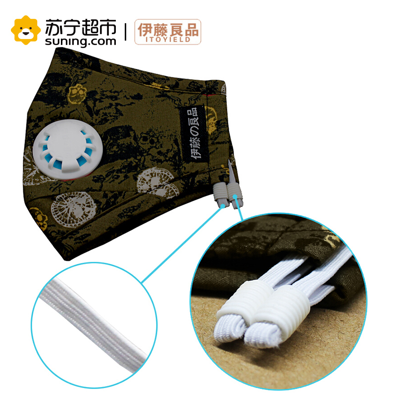 伊藤良品抗菌防雾霾口罩带呼吸阀防尘PM2.5男女潮可水洗透气防病菌无异味纯棉 时尚彩咖