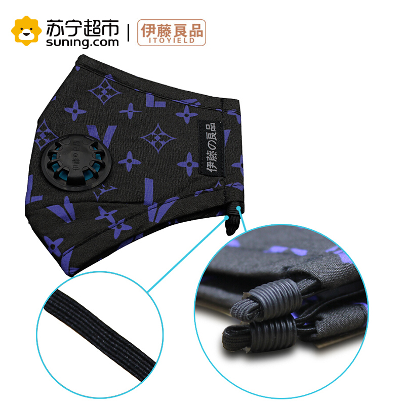 伊藤良品儿童口罩防尘防雾霾PM2.5男女潮可水洗带呼吸阀 经典V蓝