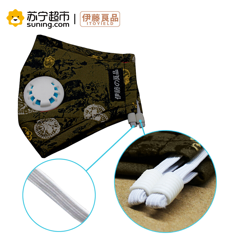 伊藤良品儿童口罩防尘防雾霾PM2.5男女潮可水洗带呼吸阀 时尚彩咖