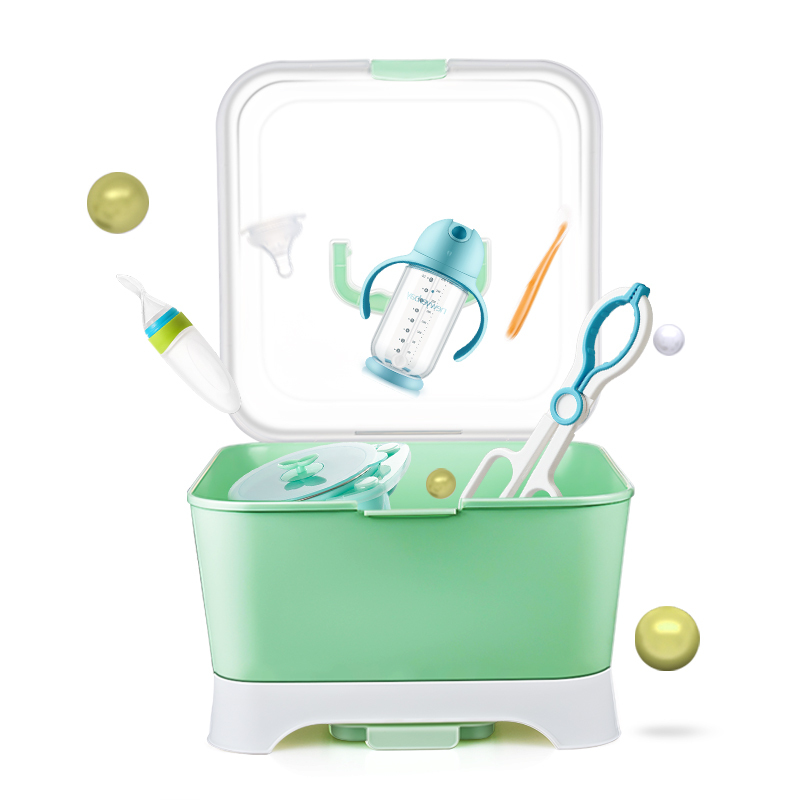 纽因贝 NEWYERBAY奶瓶收纳箱 婴儿餐具收纳盒 宝宝奶瓶沥水架 带盖防尘箱绿色