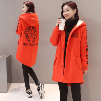 YEESUER纯色2017年冬季中长款直筒涤纶拼接口袋腈纶