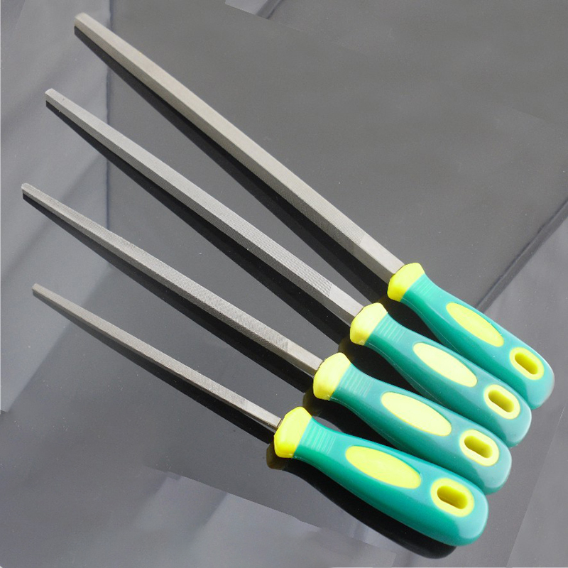 胜达工具 双色塑柄方锉 尖头四方锉 p4模具钢整形锉 中齿锉刀