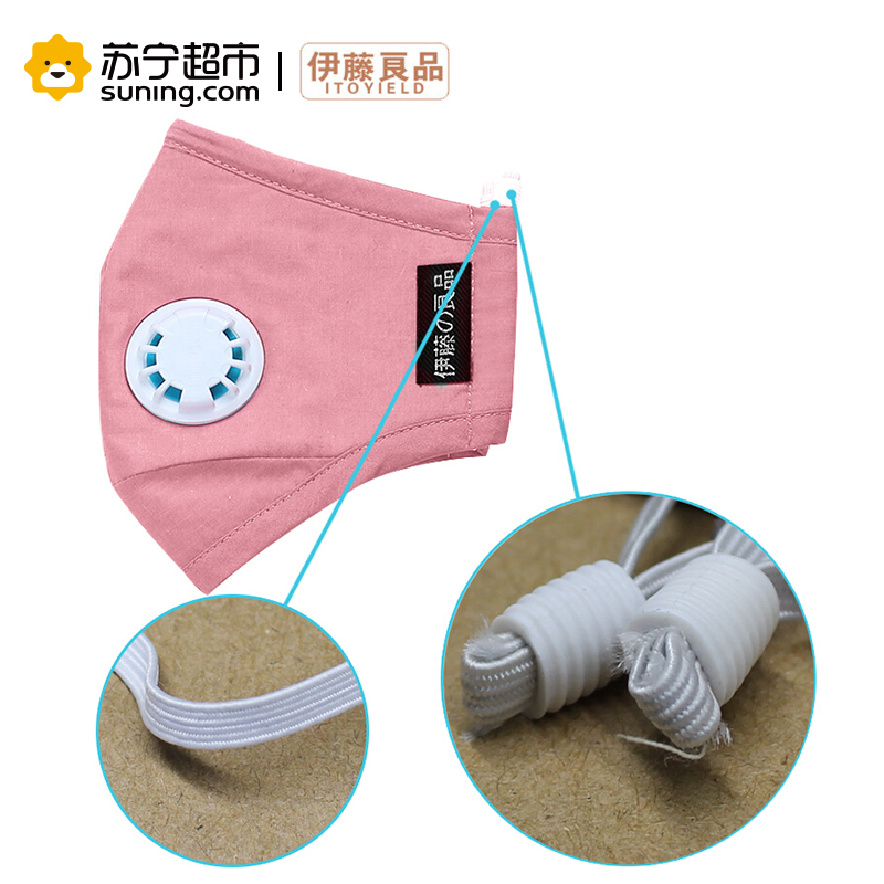 伊藤良品抗菌防雾霾口罩带呼吸阀防尘PM2.5男女潮可水洗透气防病菌无异味纯棉 粉色