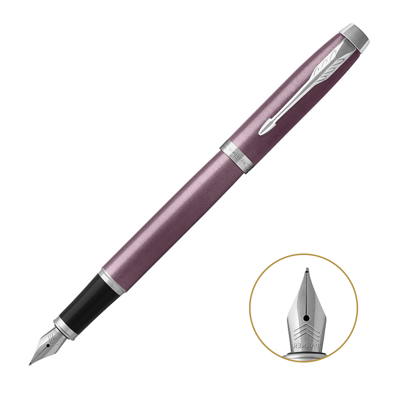 派克PARKER 钢笔 IM丁香紫白夹墨水笔 学生商务办公文具用品 可吸墨可替换墨囊 书写0.5mm金属不锈钢F笔尖