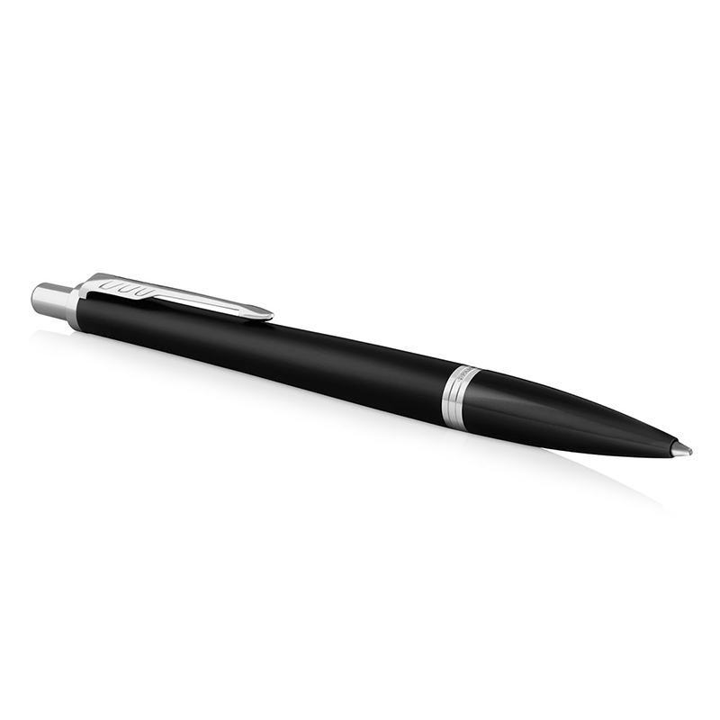 派克(PARKER)新品都市磨砂黑杆白夹原子笔