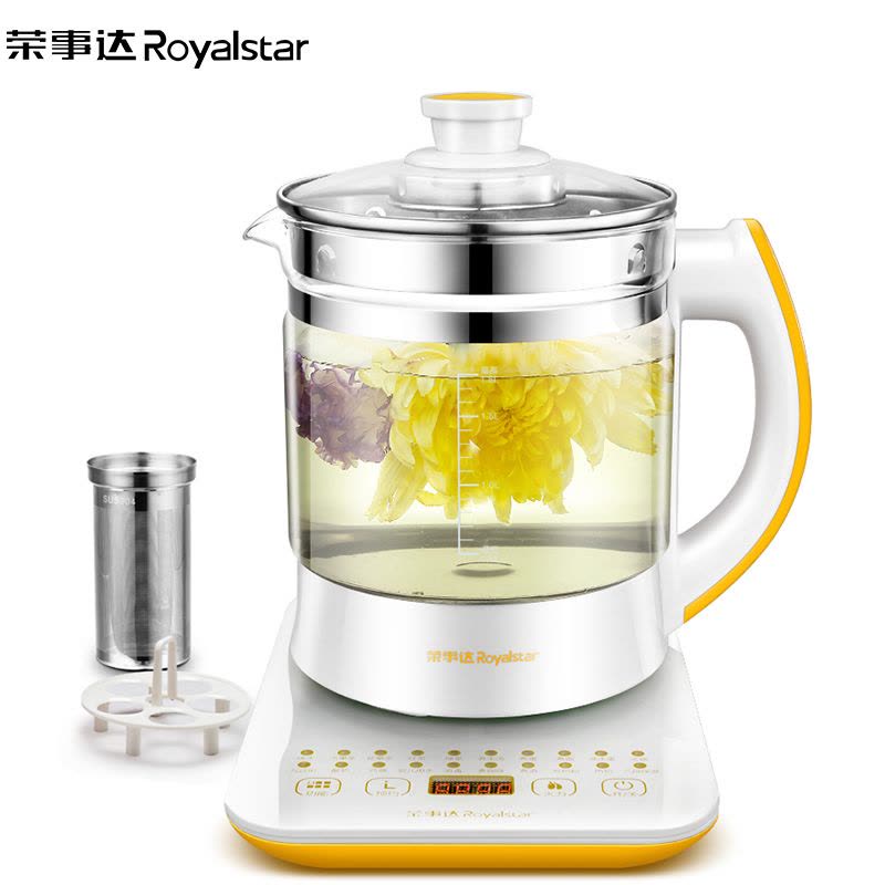 荣事达(Royalstar)触控式养生壶304不锈钢1.8L容量全自动加厚玻璃电热烧水壶花茶壶黑茶图片