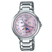 CASIO卡西欧 SHEEN璀璨系列贝母盘闪亮刻度指针钢带石英女表 粉面SHE-3044D