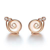 佐卡伊 蜗牛小姐 玫瑰18K金钻石耳饰/耳钉耳环耳饰