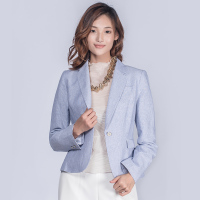 长城（Greatwall）新款浅蓝细条纹经典西服领中短款上衣