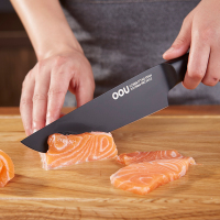 OOU黑鲨厨师刀家用刀具不锈钢黑色切片刀水果刀切菜厨师刀