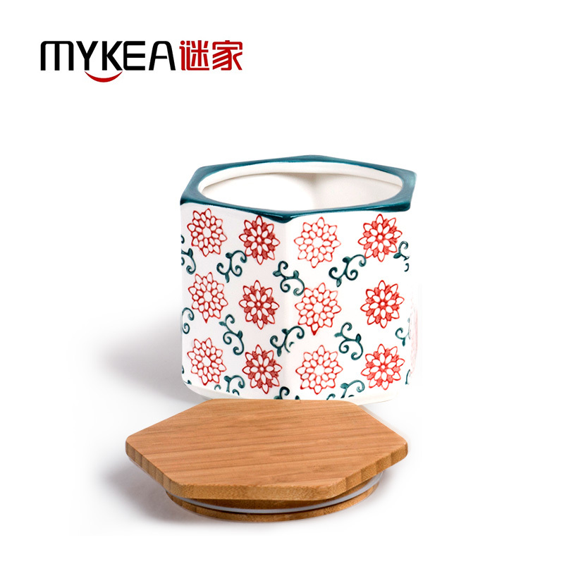 谜家 陶瓷密封罐茶叶咖啡储物罐调料罐盒厨房用品三件套 粉红色