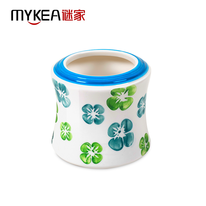 谜家 陶瓷密封罐茶叶咖啡储物罐调料罐盒厨房用品三件套 天蓝色