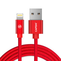 capshi JH5033 2.4A双口USB手机充电头苹果iPhone数据线充电线1.2米红iphone5/5s