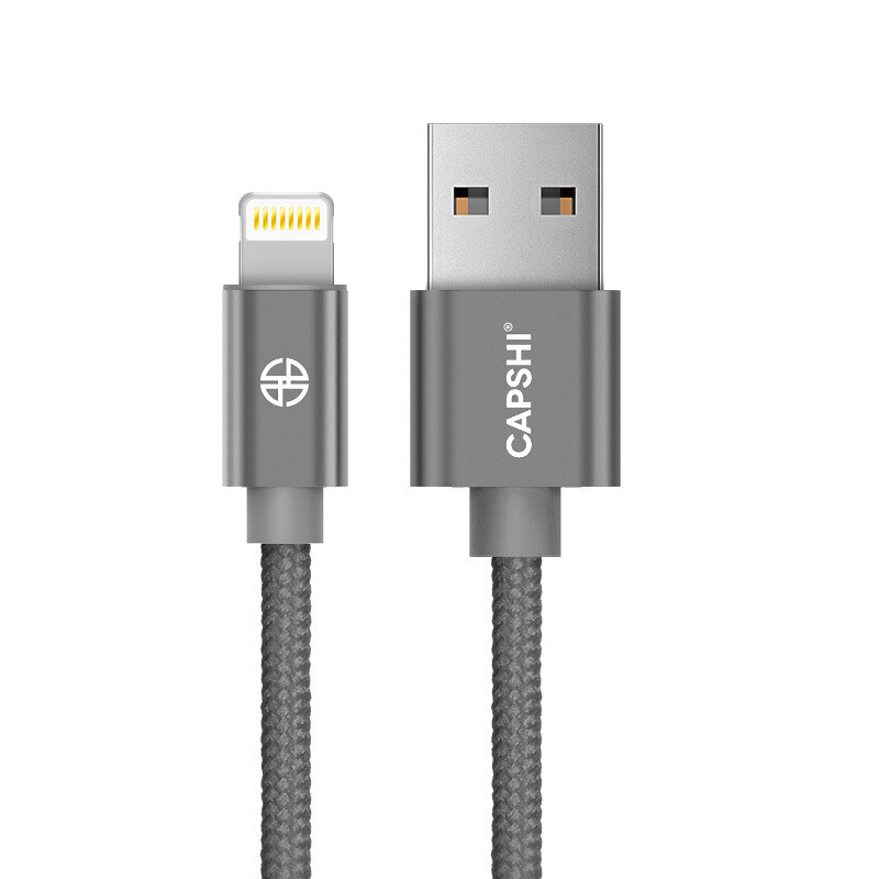 capshi JH1021 苹果iPhone手机充电器线电源线 1.2米编织灰色数据线