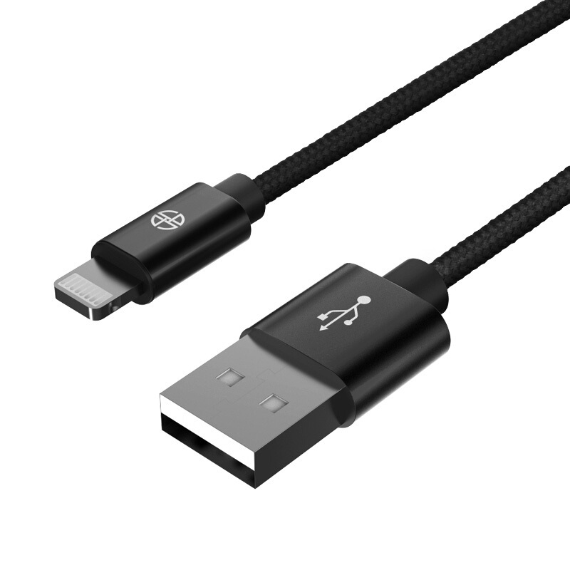 capshi JH1022 黑色 苹果iPhone手机充电器线电源线1.2米编织
