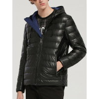 短羽绒外套仿皮直充皮黑色50002729