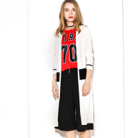 Neelly/纳俪2017秋中长款纯色毛针织衫长款针织衫女开衫春秋外搭