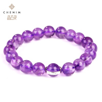 chenim晶石灵梦幻紫晶手珠手链女款单圈甜美手串饰品