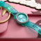 欧美品牌意大利进口Pinko简约时尚石英女表Durian系列透明绿色闪粉PU带