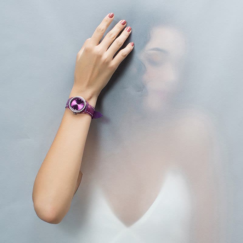 欧美品牌意大利进口Pinko简约时尚石英表女士手表Durian系列透明紫色闪粉PU带图片