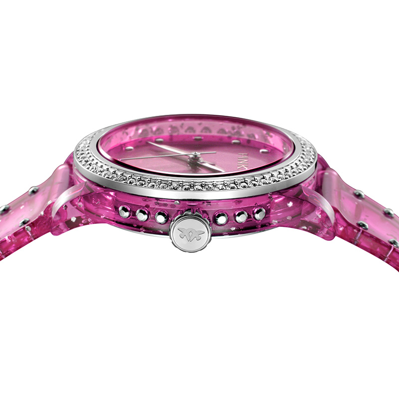 意大利进口PINKO简约时尚石英女表Durian系列透闪粉PU带高清大图