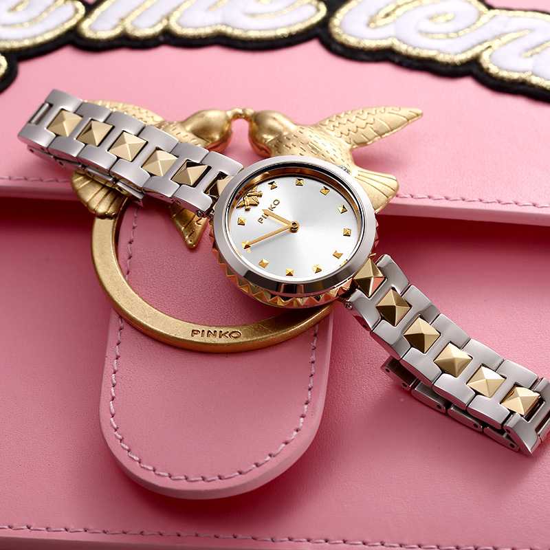 意大利进口pinko手表欧美品牌女士简约时尚石英表女licis系列银色间金