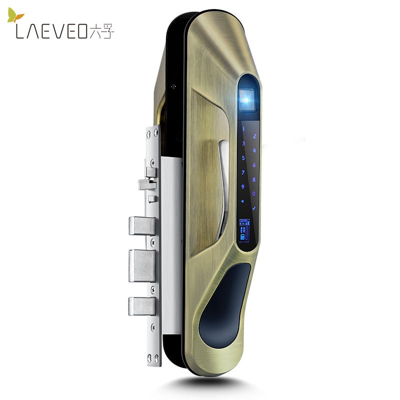六孚LAEVEO指纹锁智能家用防盗门推拉式电子密码锁和谐号系列 青古铜