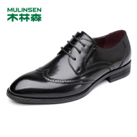 木林森男鞋 2017秋季新款布洛克正装皮鞋英伦复古雕花商务正装鞋77053004