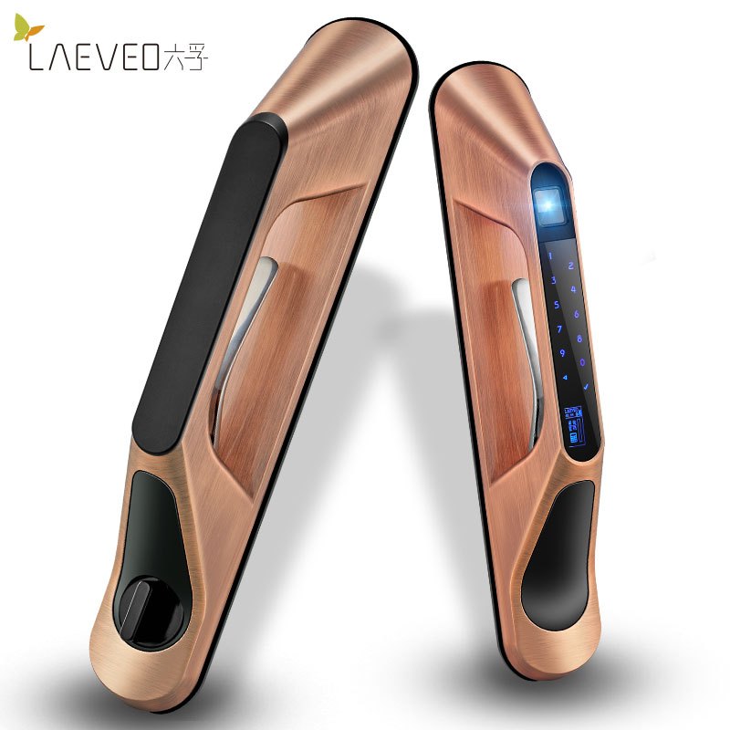 六孚LAEVEO指纹锁智能家用防盗门推拉式电子密码锁和谐号系列 红古铜