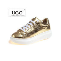 OZWEARUGGOB153澳洲正规进口女士百搭款亮面牛皮内增高休闲鞋